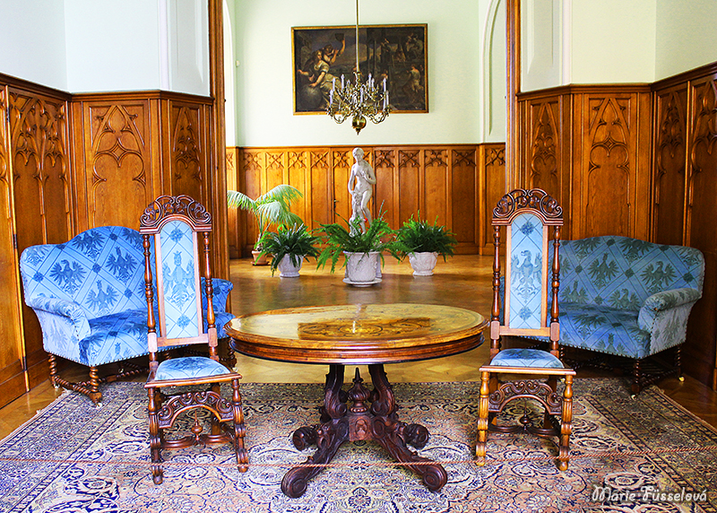 Fotogrfie modrého salónku v zámku Lednice