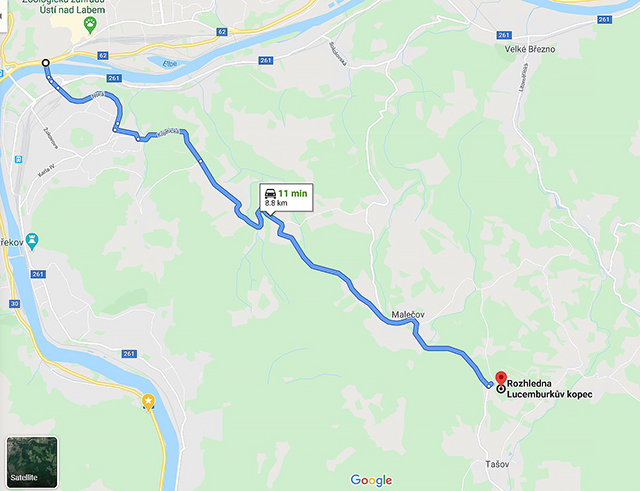 Mapa rozhledna Lucemburkův kopec