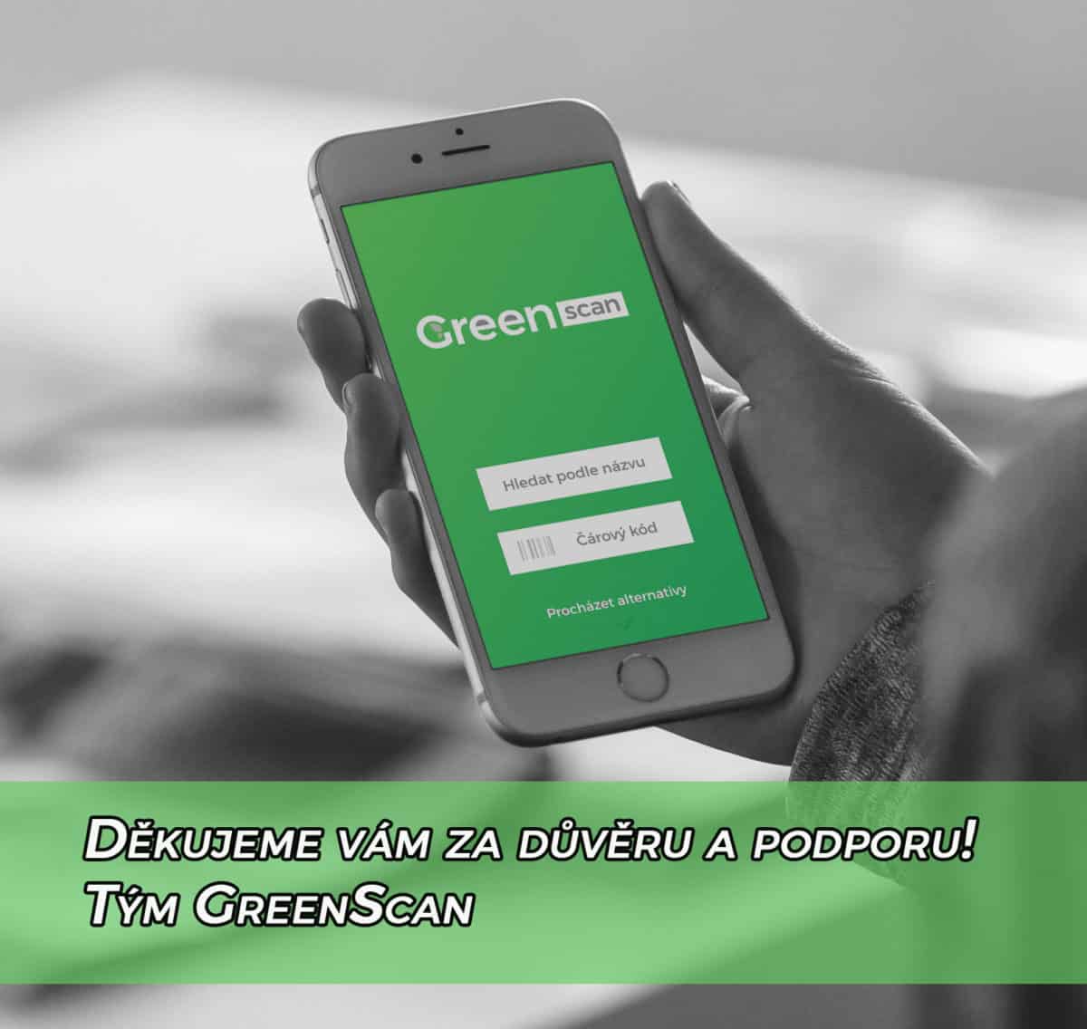 GreenScan - aplikace do mobilu fotografie mobilu v ruce